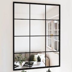 Mirror Black Metal, glass 31.5 x 23.6 in Simple Wall Mirror