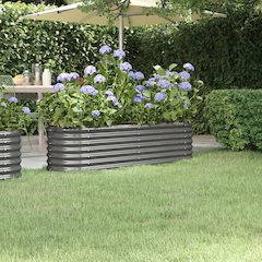 Garden Raised Bed Grey Powder-coated steel 59.8 x 15.7 x 14.2 in