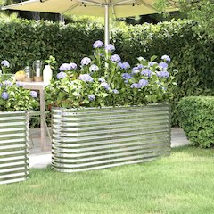 Garden Raised Bed Silver Powder-coated steel Large Durable