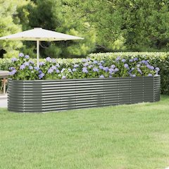 Garden Raised Bed Grey Powder-coated steel Large