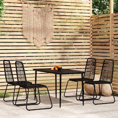 Garden Dining Set Black Powder-coated steel 5 piece set