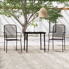 Dining Set Black Steel Medium Durable Garden Dining Set
