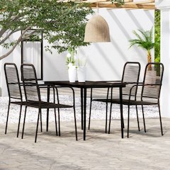 Dining Set Black Powder-coated steel 5 Piece Set Durable