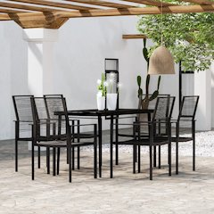 Dining Set Black Powder-coated steel Large Durable Dining Set