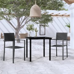 Garden Dining Set Black Powder-Coated Steel Standard Durable