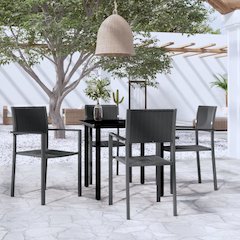 Garden Dining Set Black Powder-coated steel, plastic, glass