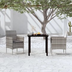 Garden Dining Set Grey and Black