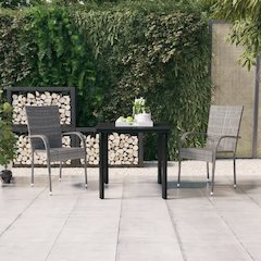 Garden Dining Set Grey and Black