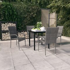Garden Dining Set Grey and Black