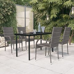 Garden Dining Set Grey and black