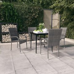 Garden Dining Set Grey and Black