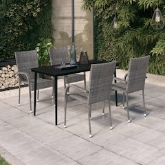 Garden Dining Set Grey and black