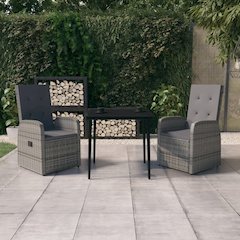 Garden Dining Set Grey and Black