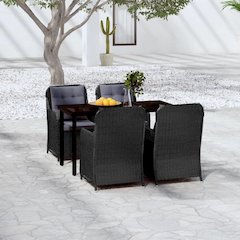 Garden Dining Set Black, Dark Grey