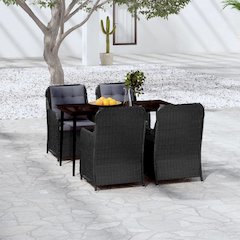 Garden Dining Set Black Powder-coated steel 5 Piece Set