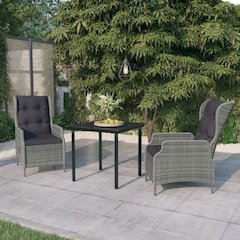 Garden Dining Set Light Gray, Black
