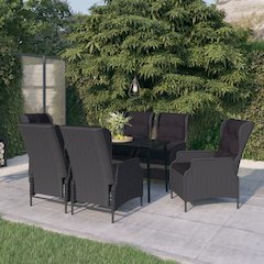 Garden Dining Set Dark Grey, Black