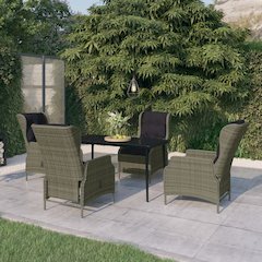 Garden Dining Set Brown PE Rattan Medium Garden Dining Set