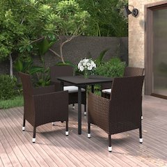 Garden Dining Set Brown PE rattan Medium Durable