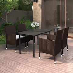 Garden Dining Set Brown, Cream white, Black