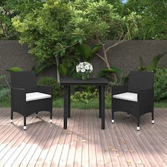 Garden Dining Set Black PE rattan Medium Garden Dining Set