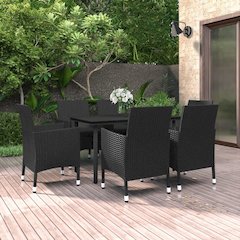 Garden Dining Set Black PE Rattan 7 Piece Set Durable
