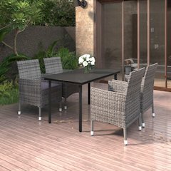 Garden Dining Set Grey, Dark Grey, Black