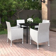 Garden Dining Set White PE rattan Medium Durable