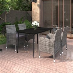 Garden Dining Set Grey PE rattan Large Suitable for Many