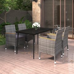 Garden Dining Set Grey, Dark grey, Black