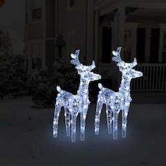 Christmas Reindeer Set of 2 Cool White Acrylic Decorative Inlays