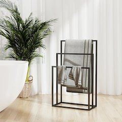 Towel Rack Black Iron Medium Towel Rack Rectangular Modern