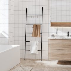 Towel Rack Black Iron Hooks Towel Rack Rectangular Modern