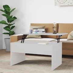 Coffee Table White Engineered wood Medium Height-Adjustable