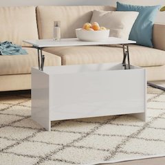 Coffee Table High gloss white Engineered wood 40.2 x 21.9 x 20.7 in