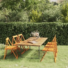 Garden Chair Set of 6 Brown Solid Acacia Wood Medium Foldable