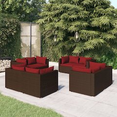 Garden Lounge Set Brown PE rattan 8-piece Modular