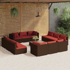 Garden Lounge Set Brown PE rattan Large Modular