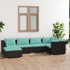 Garden Lounge Set Black and Water Blue