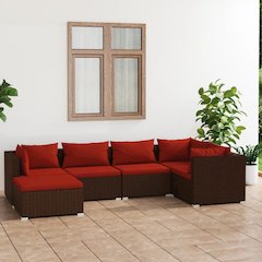 Garden Lounge Set Brown, Cinnamon Red