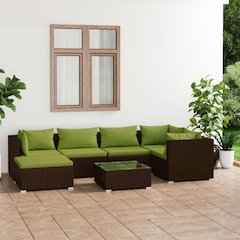 Outdoor Lounge Set Brown PE rattan, powder-coated steel Large