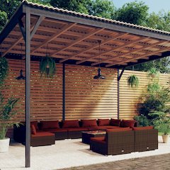 Garden Lounge Set Brown PE Rattan Large Modular