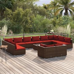 Garden Lounge Set Brown PE rattan Large Garden Lounge Set
