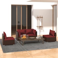 Garden Lounge Set Brown, Cinnamon red