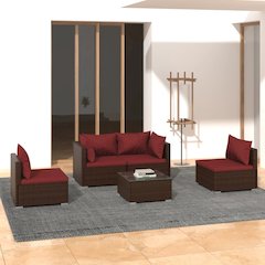 Garden Lounge Set Brown, Cinnamon red