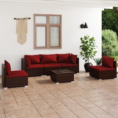 Garden Lounge Set Brown PE Rattan Large Modular