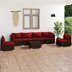 Garden Lounge Set Brown, Cinnamon Red