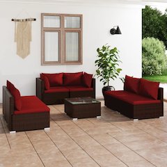 Garden Lounge Set Brown, Cinnamon Red