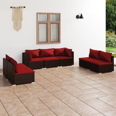 Garden Lounge Set Brown PE rattan Large Modular