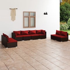 Garden Lounge Set Brown PE rattan Large Modular Garden Sofa Set